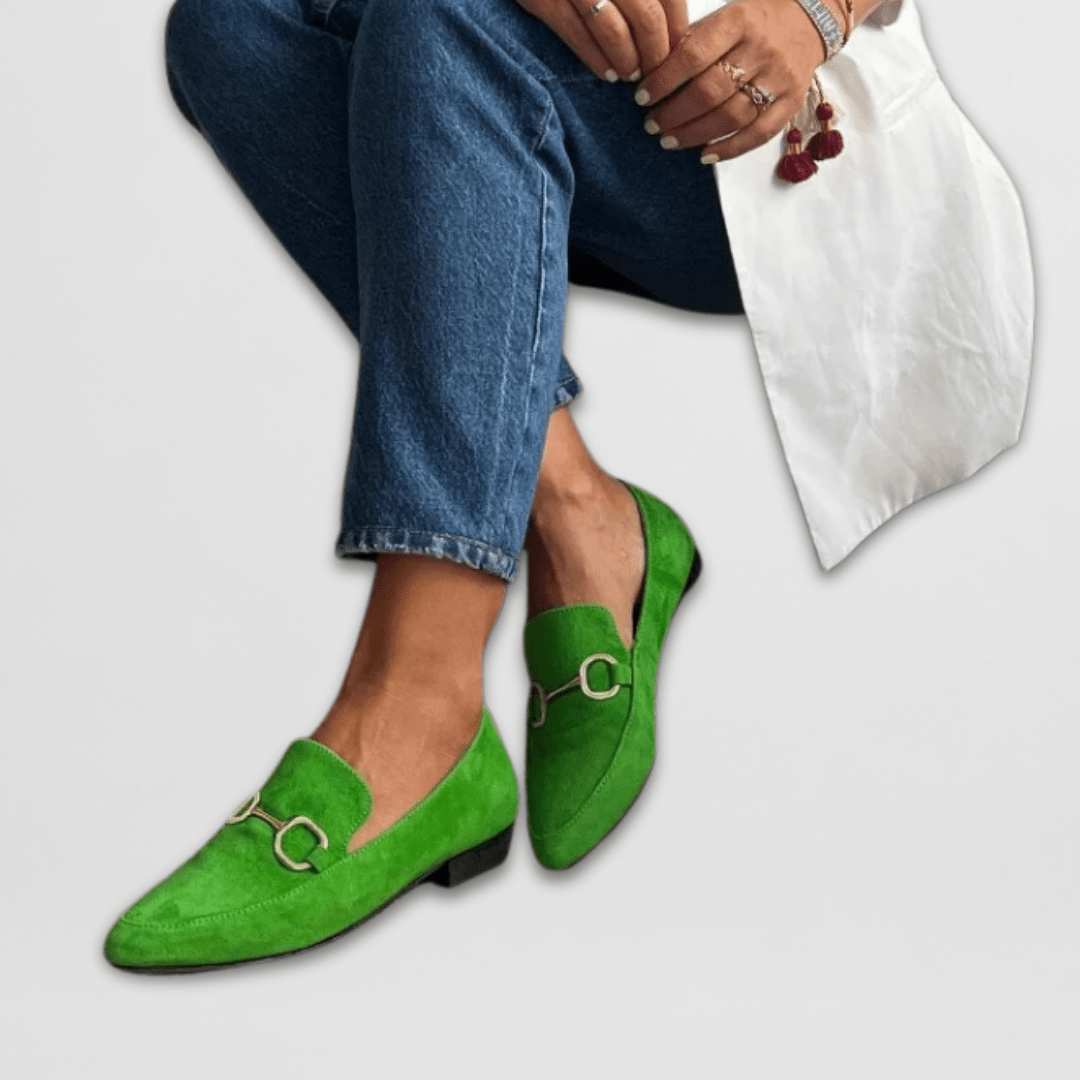 Sophie | Green Loafers with Metal Trim