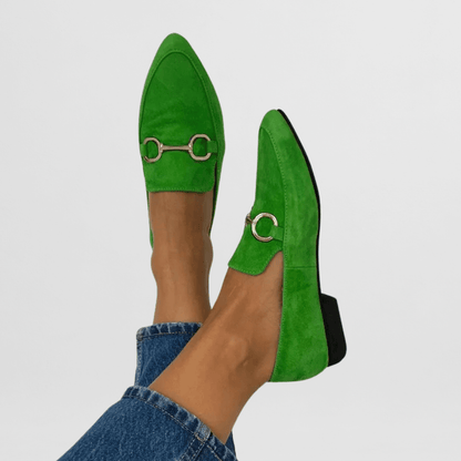 Sophie | Green Loafers with Metal Trim