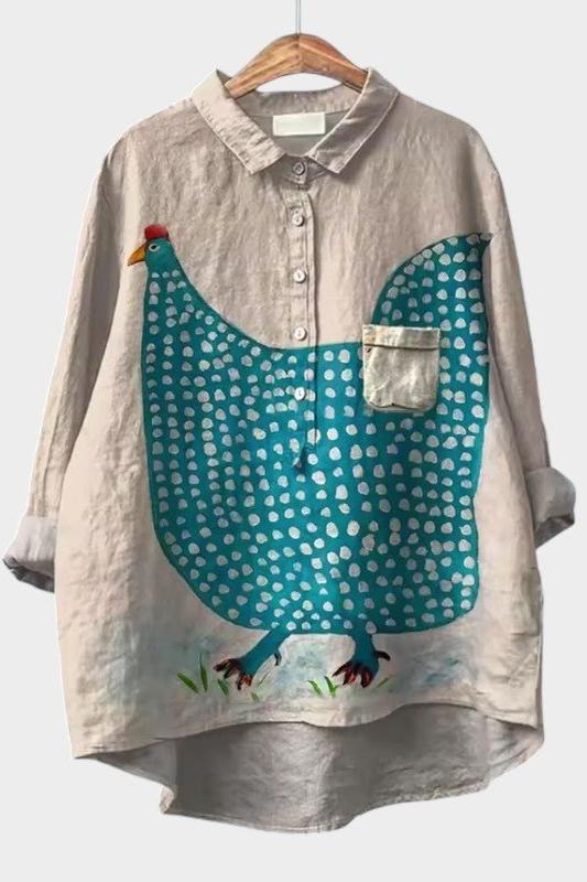 Sophie | Hen Print Relaxed Shirt