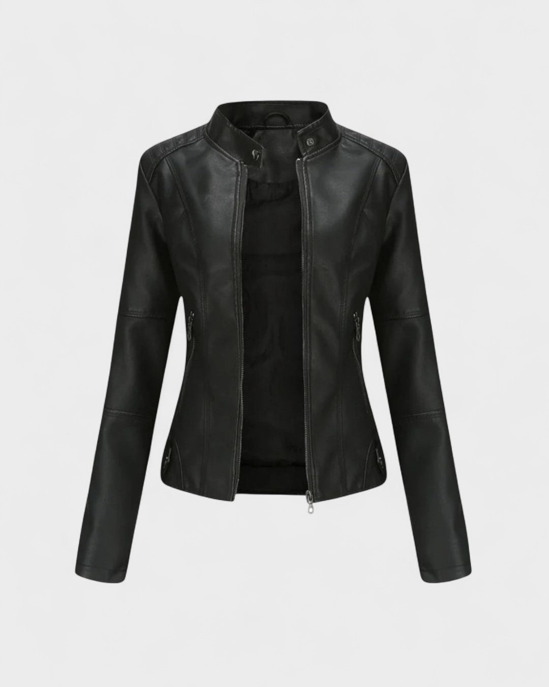 Sophia | Black Faux-Leather Jacket