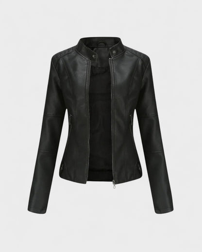 Sophia | Black Faux-Leather Jacket