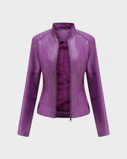 Sophia | Black Faux-Leather Jacket