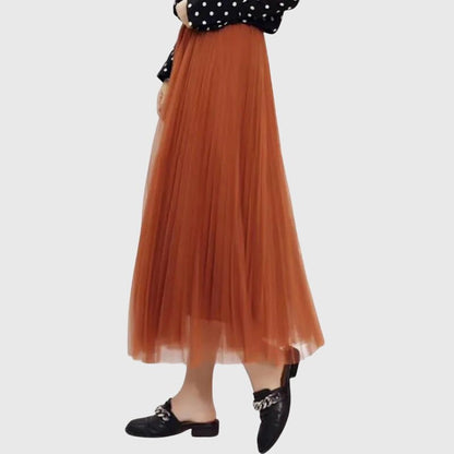 Sophia | Pleated Tulle Midi Skirt
