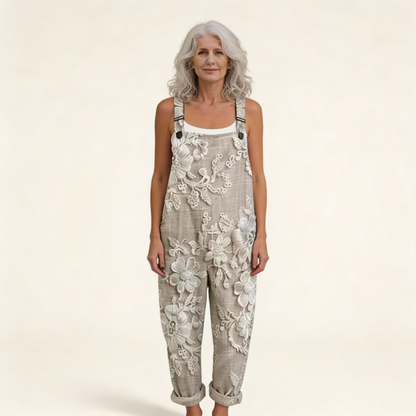 Bridget | Floral Embroidered-Look Dungarees