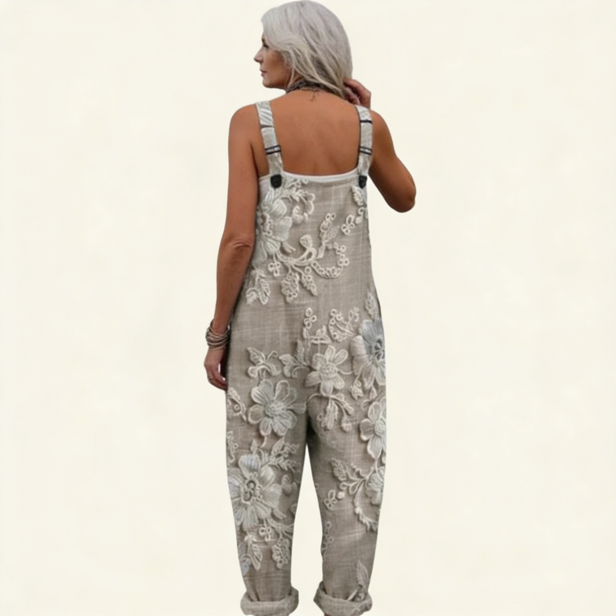 Bridget | Floral Embroidered-Look Dungarees
