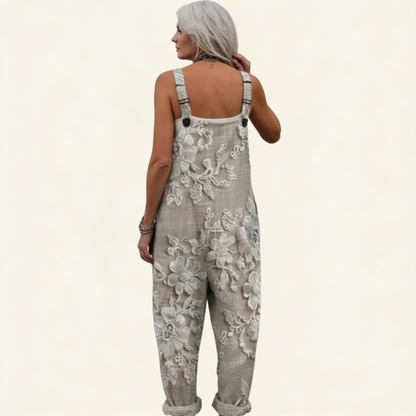Bridget | Floral Embroidered-Look Dungarees
