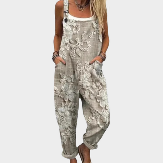 Bridget | Floral Embroidered-Look Dungarees