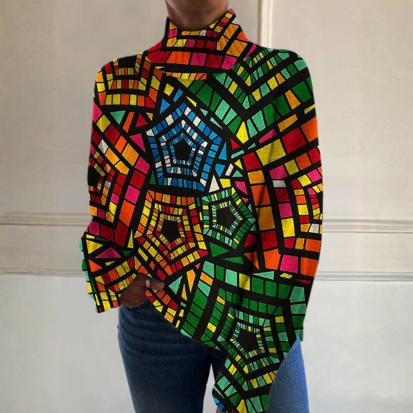 Karen | Stained Glass Print Roll-Neck Jumper