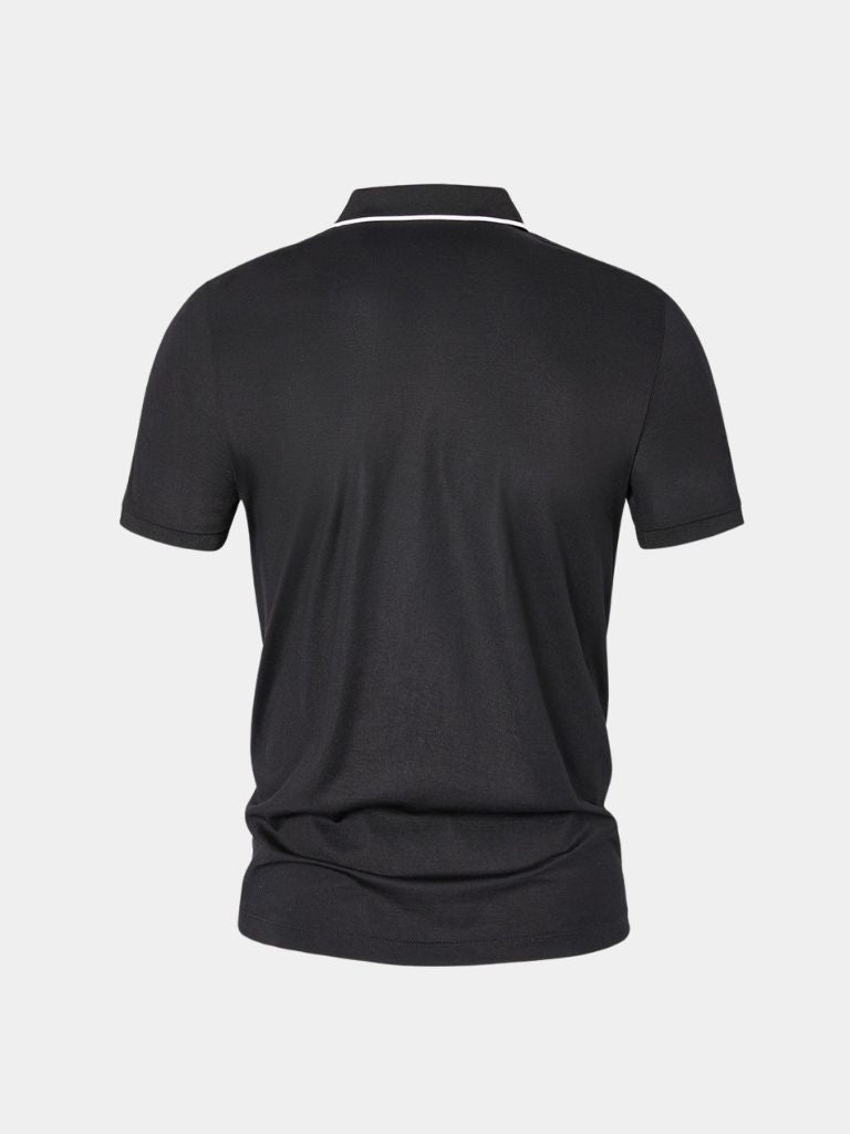 Steven | Black Zip-Collar Polo