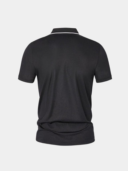 Steven | Black Zip-Collar Polo