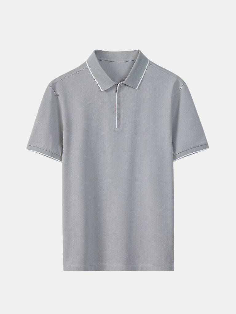Steven | Black Zip-Collar Polo