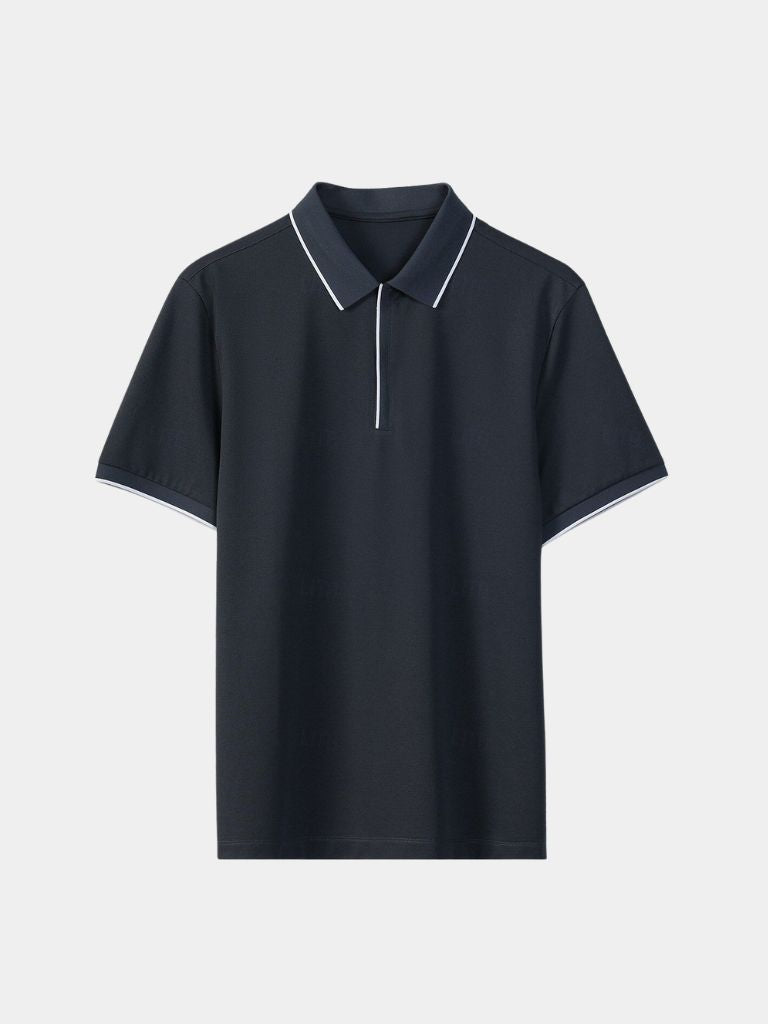Steven | Black Zip-Collar Polo