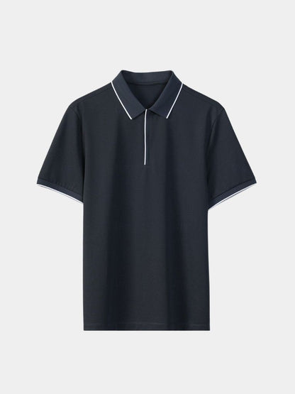 Steven | Black Zip-Collar Polo