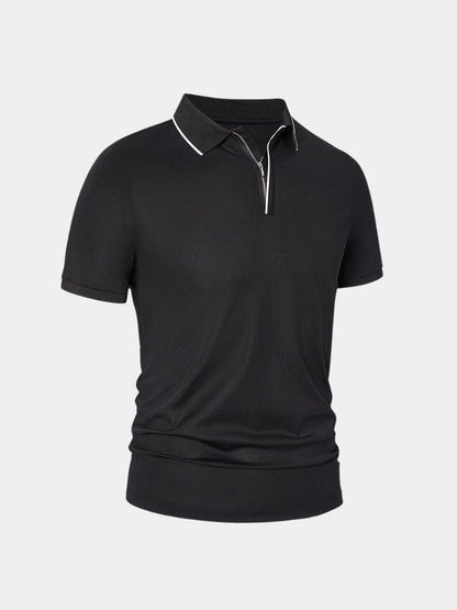 Steven | Black Zip-Collar Polo
