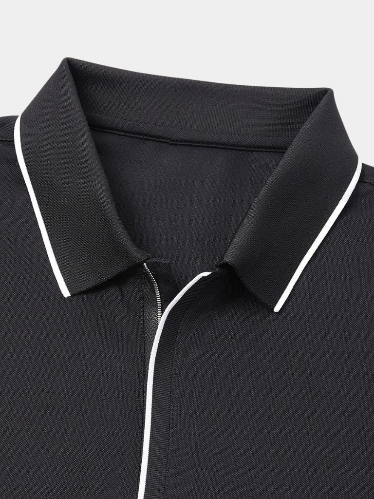 Steven | Black Zip-Collar Polo