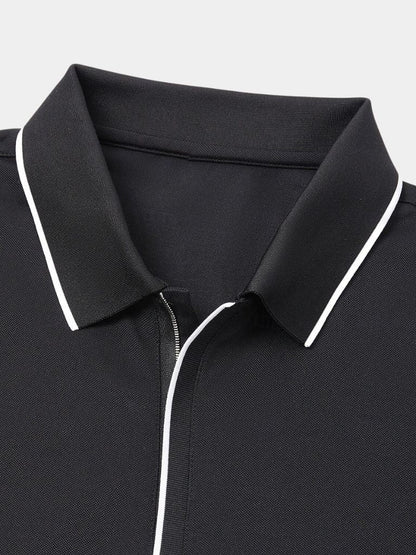 Steven | Black Zip-Collar Polo