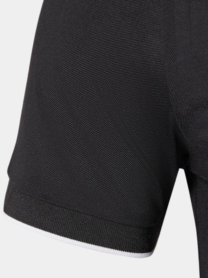 Steven | Black Zip-Collar Polo