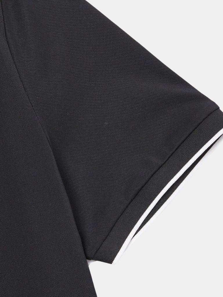 Steven | Black Zip-Collar Polo
