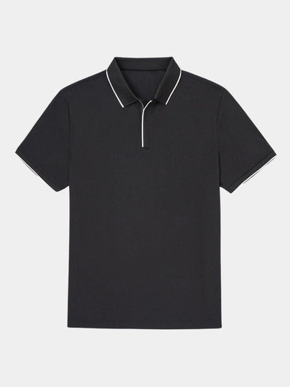 Steven | Black Zip-Collar Polo