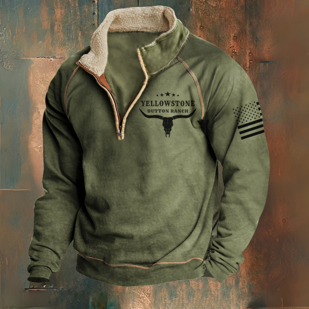 Samuel | Olive Ranch-Style Half-Zip Sweatshirt