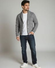 Steven | Brown Cable-Knit Cardigan