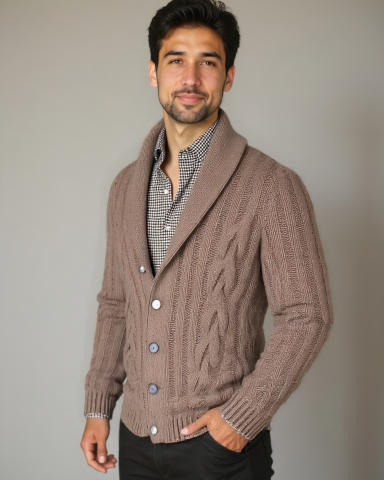 Steven | Brown Cable-Knit Cardigan