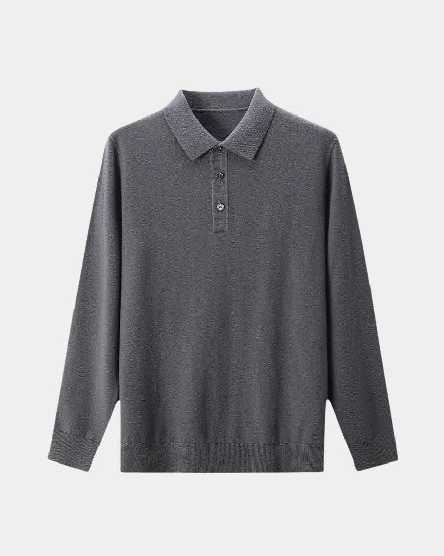 Seth | Grey Long-Sleeve Polo Knit