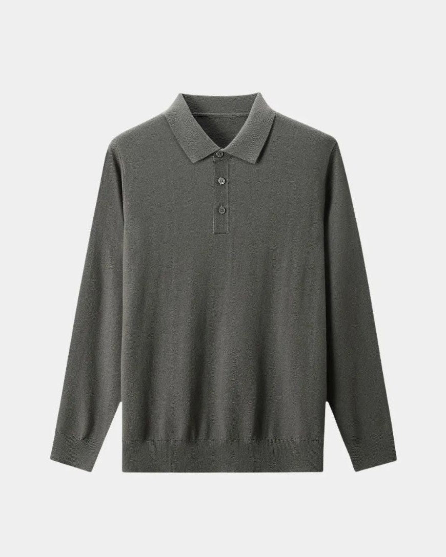 Seth | Grey Long-Sleeve Polo Knit