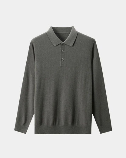Seth | Grey Long-Sleeve Polo Knit