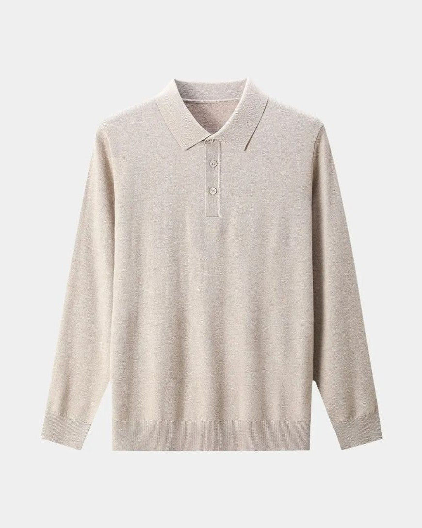 Seth | Grey Long-Sleeve Polo Knit