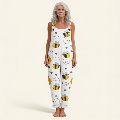 Veronica | Ivory Bee Print Dungarees