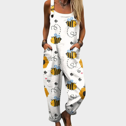 Veronica | Ivory Bee Print Dungarees