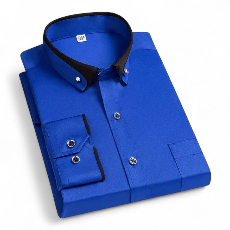 Richard | Burgundy Contrast-Collar Shirt