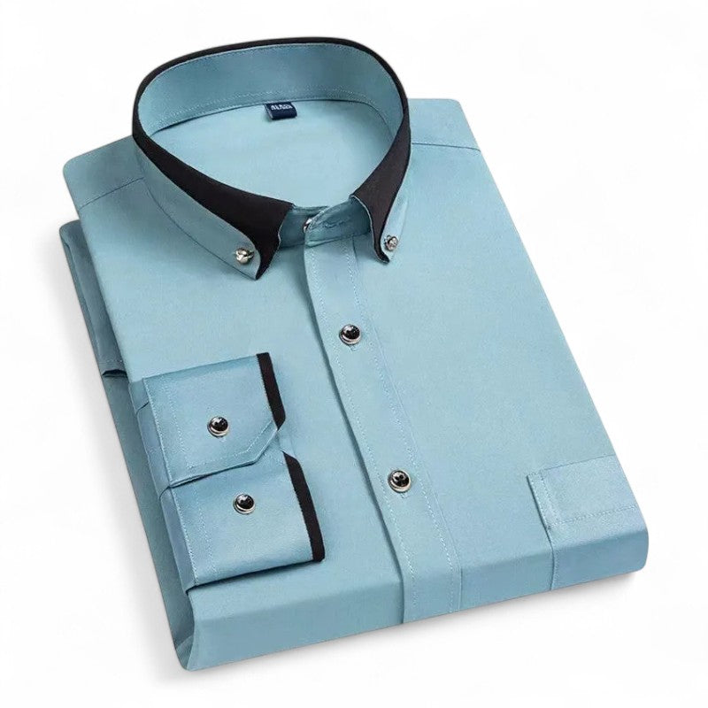 Richard | Burgundy Contrast-Collar Shirt