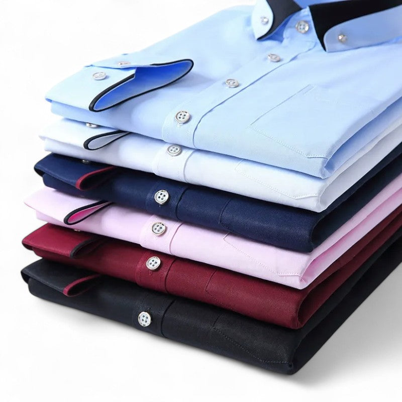 Richard | Burgundy Contrast-Collar Shirt