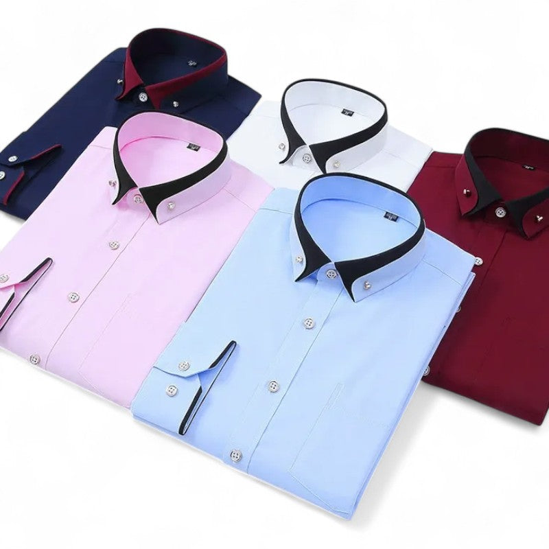 Richard | Burgundy Contrast-Collar Shirt
