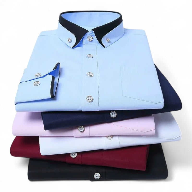 Richard | Burgundy Contrast-Collar Shirt