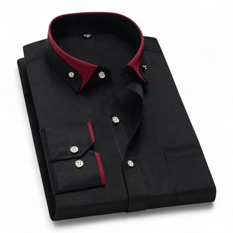 Richard | Burgundy Contrast-Collar Shirt
