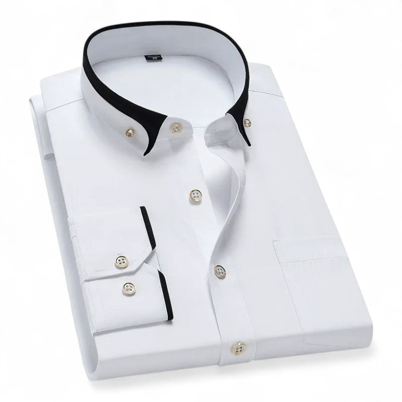 Richard | Burgundy Contrast-Collar Shirt