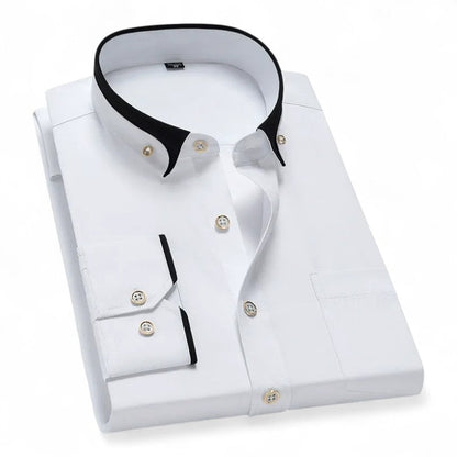 Richard | Burgundy Contrast-Collar Shirt
