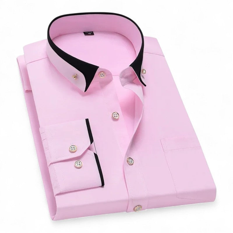Richard | Burgundy Contrast-Collar Shirt