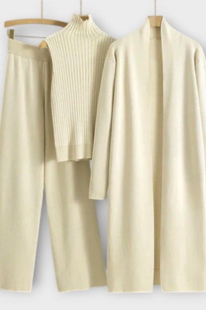 Stacey | Ribbed Knit Three-Piece Trouser Set