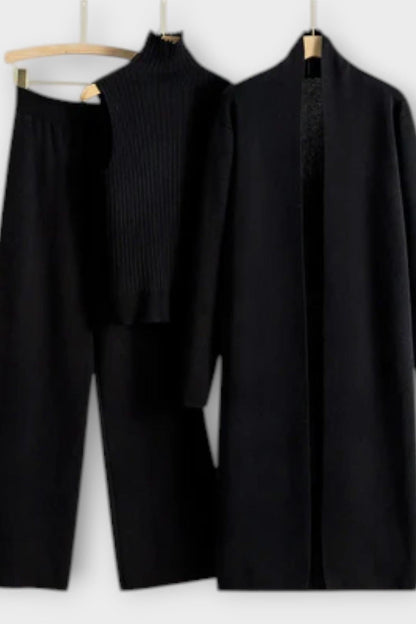 Stacey | Ribbed Knit Three-Piece Trouser Set