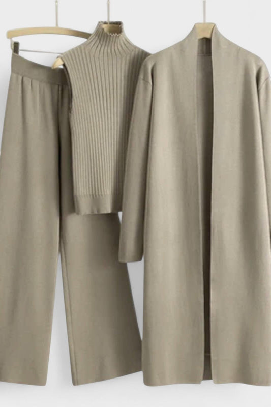 Stacey | Ribbed Knit Three-Piece Trouser Set