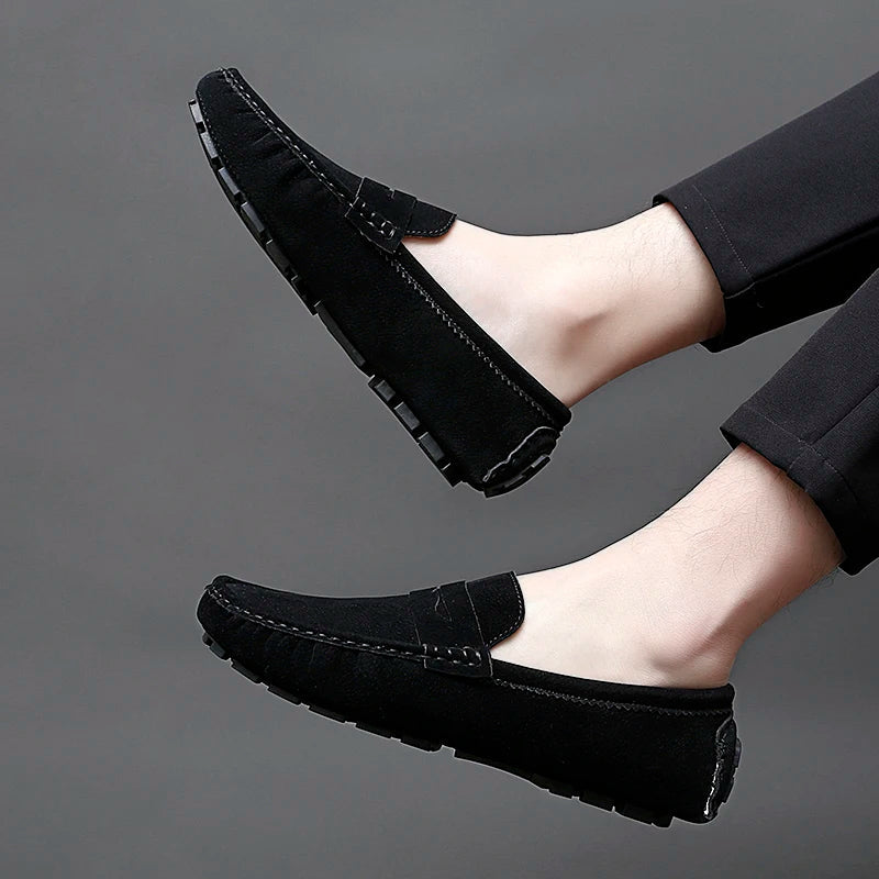 Anthony | Navy Suede Boat Loafers