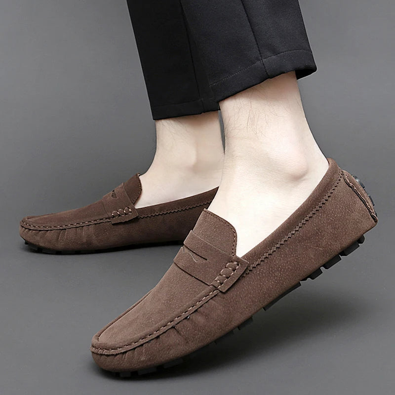 Anthony | Navy Suede Boat Loafers