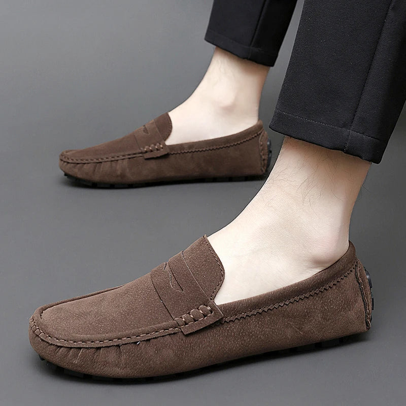 Anthony | Navy Suede Boat Loafers