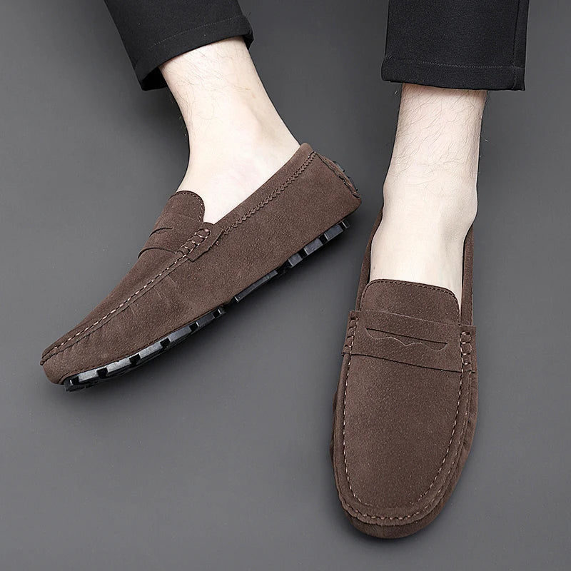 Anthony | Navy Suede Boat Loafers