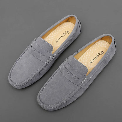Anthony | Navy Suede Boat Loafers