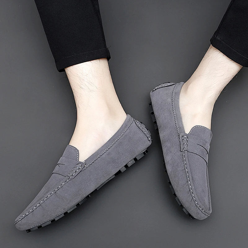 Anthony | Navy Suede Boat Loafers